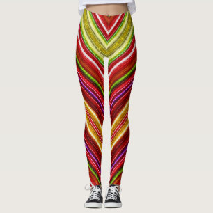 Leggings Fractalius Chevron en las piernas rojas
