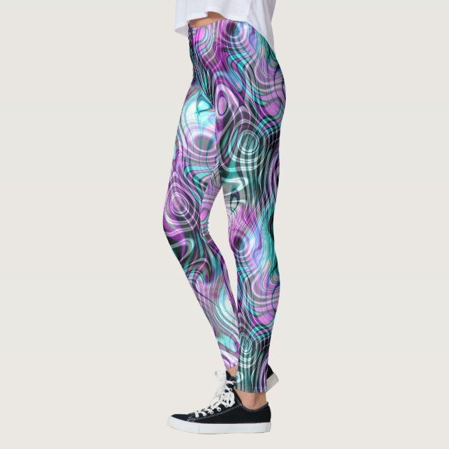 Leggings Fracturas turquesas de Aqua morado rosado negro (Izquierda)