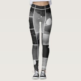 Leggings Fragmentos Riso Diseño Espectros Negro y Blanco