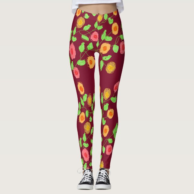 Leggings Frambuesa con flor (Anverso)