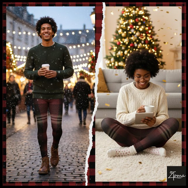 Leggings Franela Negra Granate Oscura de Cuadros (Subido por el creador)