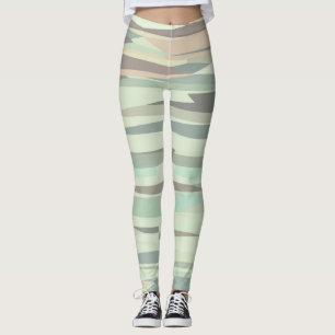 Leggings franjas abstractas de color verde y melocotón