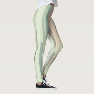 Leggings franjas abstractas de color verde y melocotón