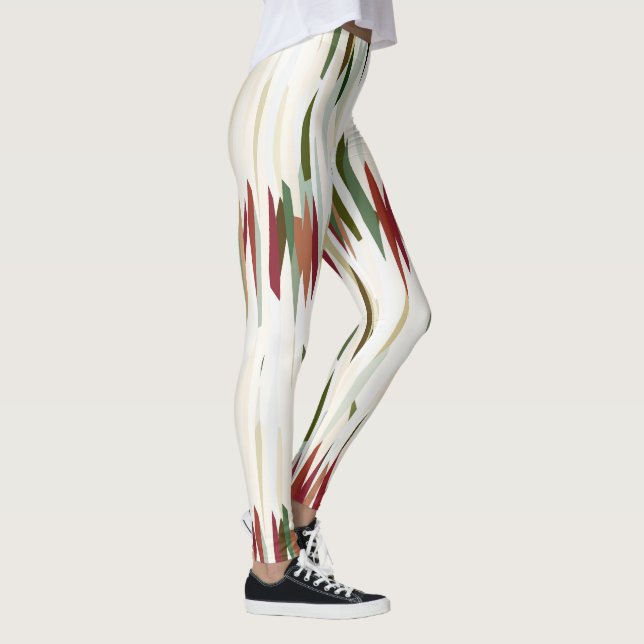 Leggings franjas abstractas verdes y rojas (Derecha)