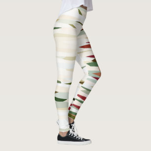 Leggings franjas abstractas verdes y rojas