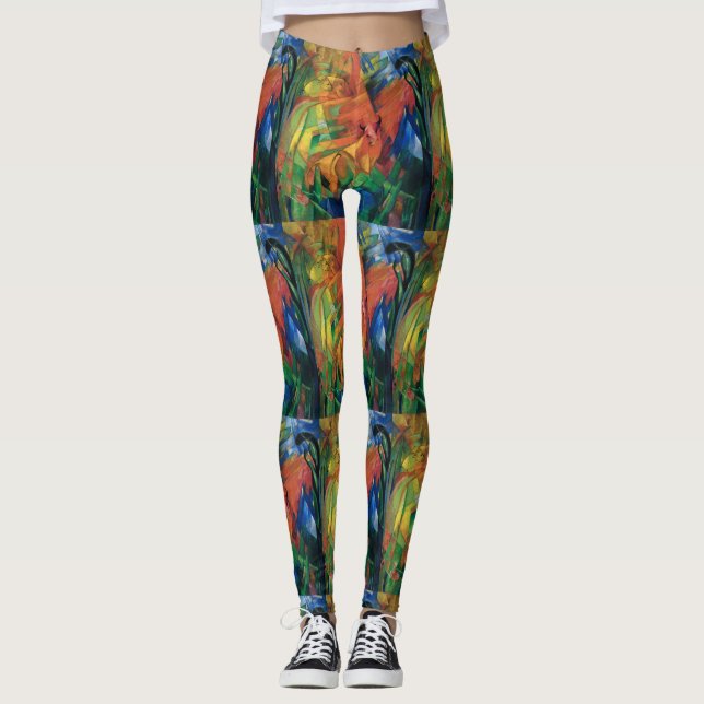 Leggings Franz Marc Animales en un paisaje colorido femenin (Anverso)