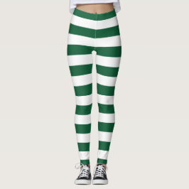 Leggings Frasco clásico de época franjas verde y blanca