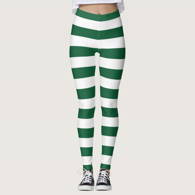 Leggings Frasco clásico de época franjas verde y blanca (Anverso)