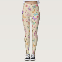 Leggings Frascos de perfume, flores, mariposas acuarela