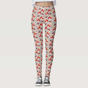 Leggings Frenchie poner crema en suéter del navidad