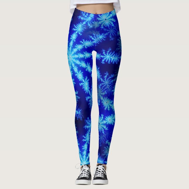 Leggings Freno de nieve azul Mandelbrot Fractal (Anverso)