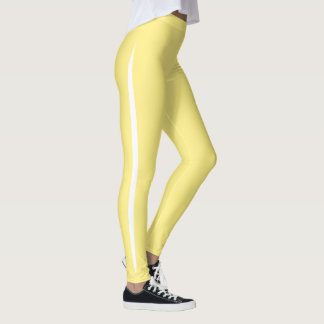 Leggings Frente de pincel artístico raya blanca en amarillo