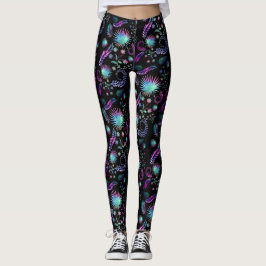 Leggings Frentes de palmas y tendriles tropicales irlandese