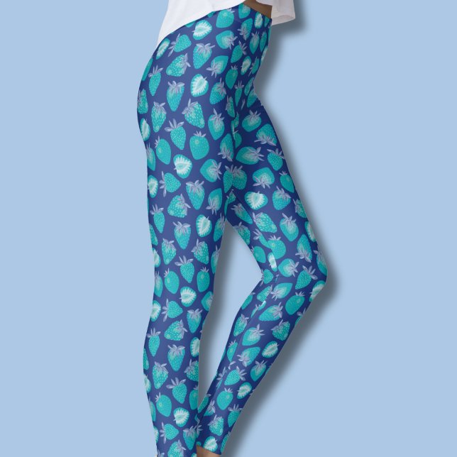 Leggings Fresa Azul (Blue strawberry pattern leggings)