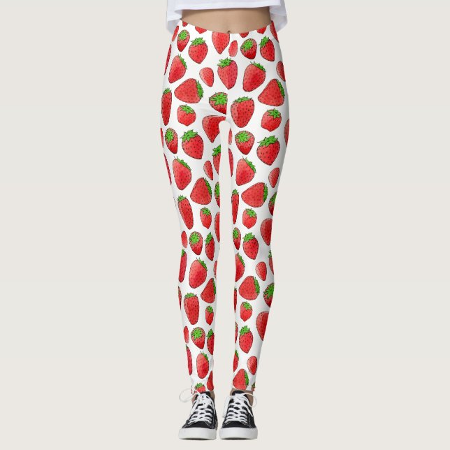 Leggings Fresa de la acuarela (Anverso)