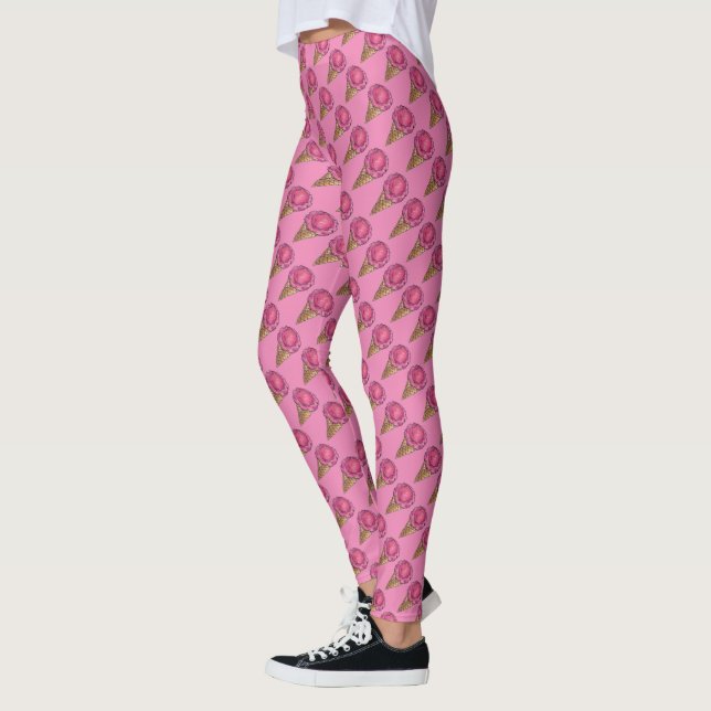 Leggings Fresa Rosa Scoop Hielo Crema de helado de café Leg (Izquierda)