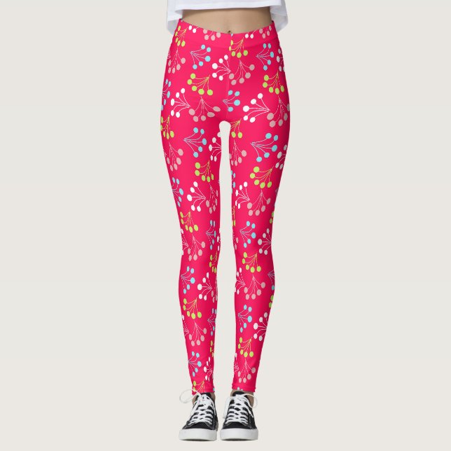 Leggings Fresas de color sólido patrón simple retro sesenta (Anverso)