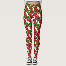 Leggings Fresas en el patrón de fondo blanco
