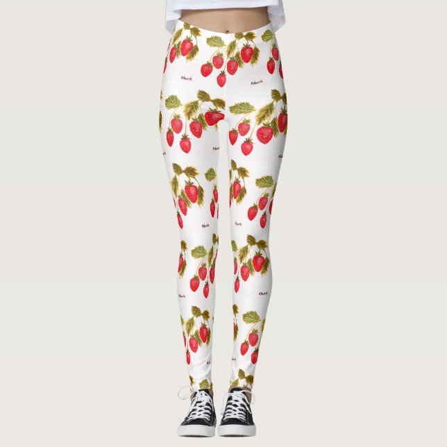 Leggings Fresas frutales acuarela Berries Food Pattern (Anverso)