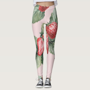 Leggings Fresas maduras para el verano: rosa acuarela