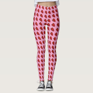 Leggings Fresas rojas en piernas rosas