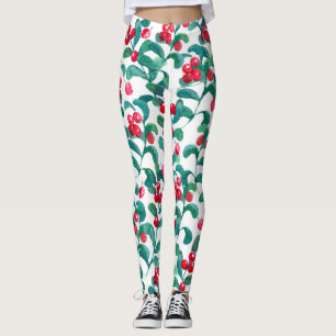 Leggings Fresas silvestres acuáticas, patrón sin costuras.