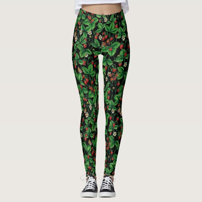 Leggings Fresas silvestres en negro (Anverso)