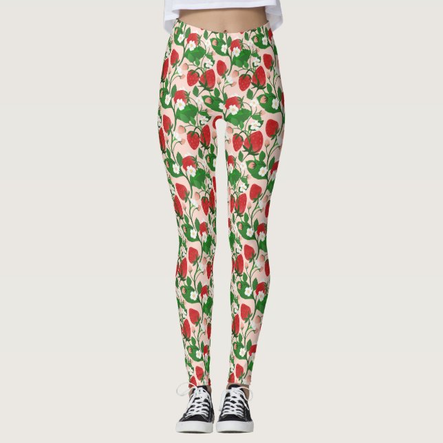 Leggings Fresas y legiones de vino floral (Anverso)