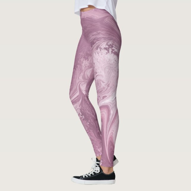 Leggings frescas piernas de patrón de nubes de mármol rosa (Izquierda)