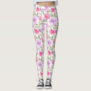 Leggings Fresco Ambiente de Primavera: Diseño Floral Rosa y