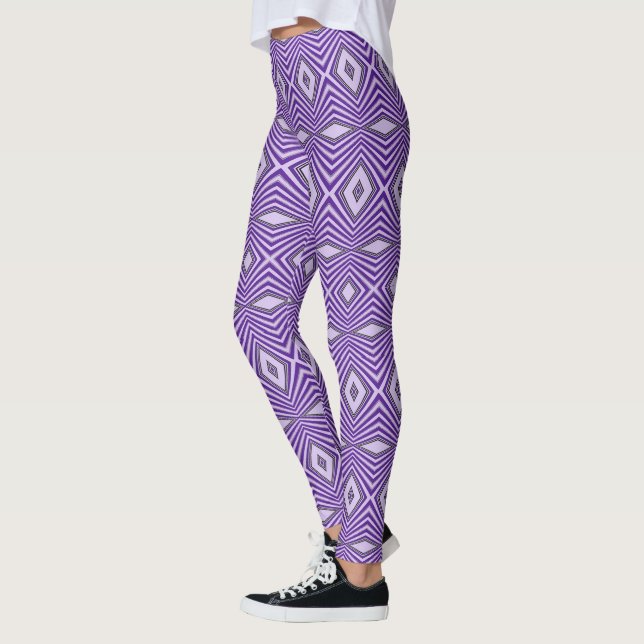 Leggings Fresco Geométrico de Diamante Morado con Estilo Ge (Izquierda)