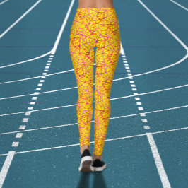 Leggings Fria telaraña amarilla naranja espeluznante de Hal