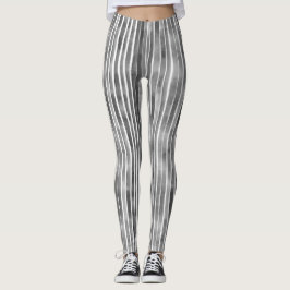 Leggings Frías Rayas Monocromáticas Grises Acuarela Moderna