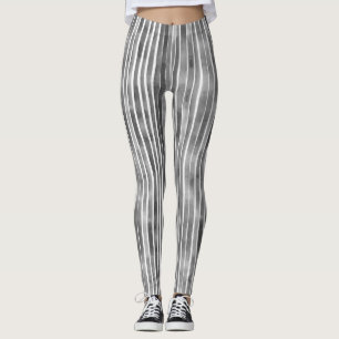 Leggings Frías Rayas Monocromáticas Grises Acuarela Moderna