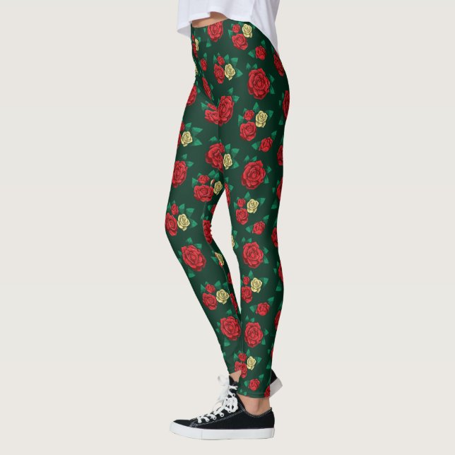 Leggings Frida Kahlo modelo rojo y oro subió del | (Izquierda)