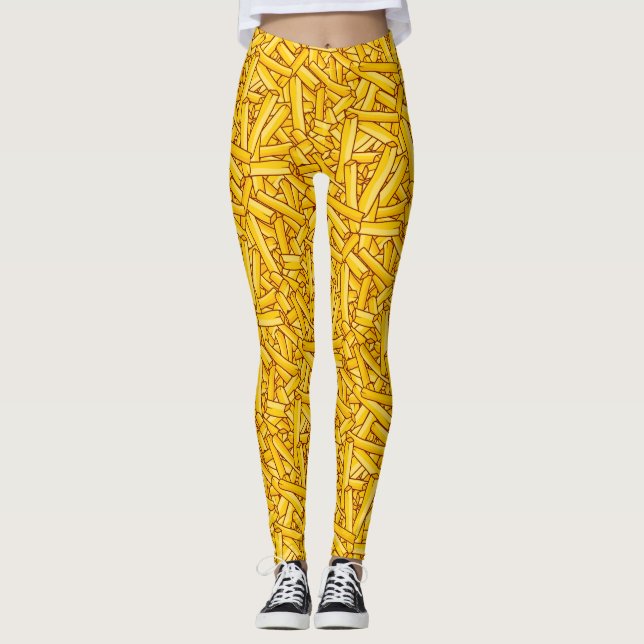 Leggings Fries Funny Personalizado Chips Pattern (Anverso)