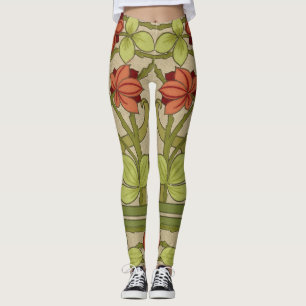Leggings Frieze Border Art Nouveau Floral