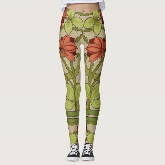 Leggings Frieze Border Art Nouveau Floral (Anverso)