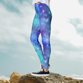 Leggings Frio Patrón de Copo de Nieve de Cielo de Invierno 