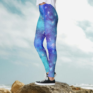 Leggings Frio Patrón de Copo de Nieve de Cielo de Invierno