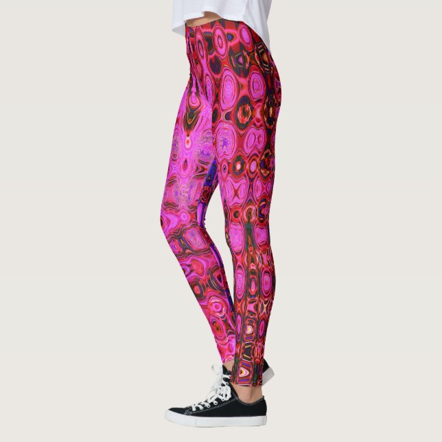 Leggings Frios Zigzags Abstractos Atómicos Retro de Rosa y  (Izquierda)