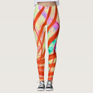Leggings Fronds Go Red