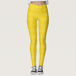 Leggings Front and back view of vibrant yellow checkered 