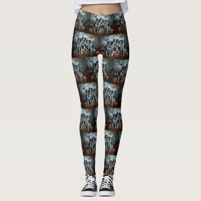 Leggings Frontera Collie Halloween Noche Doggy Delight (Anverso)