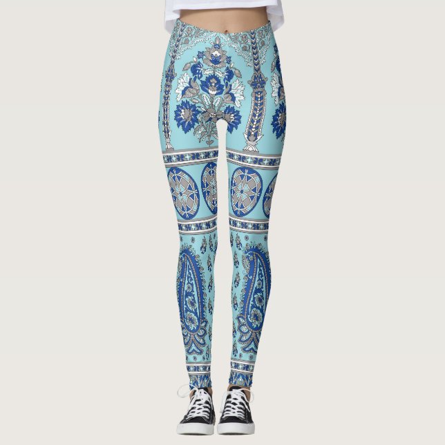 Leggings Frontera Paisley Asiática: Diseño Tradicional. (Anverso)