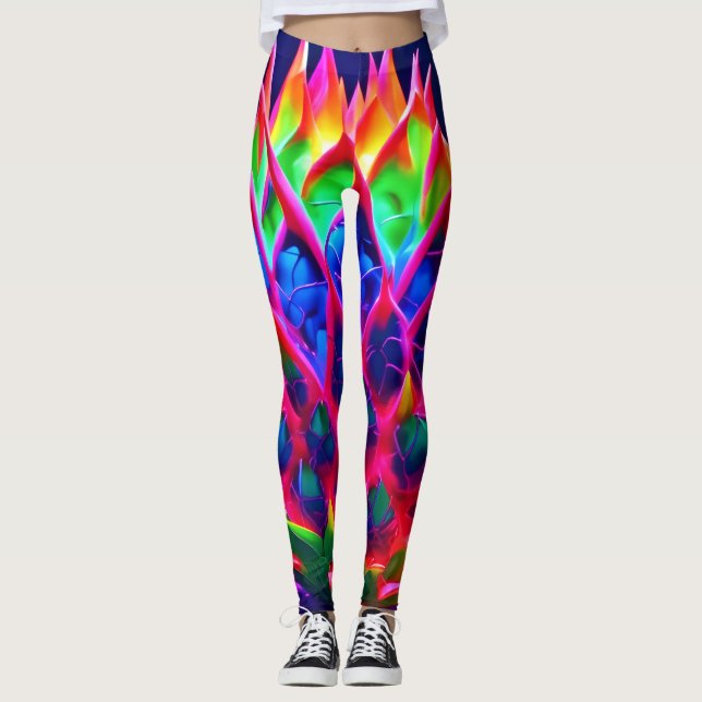 Leggings Fruta de dragón neón eléctrico (Anverso)