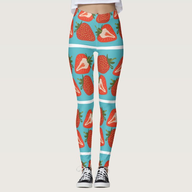 Leggings Fruta de fresa: Patrón de repetición sin foco. (Anverso)