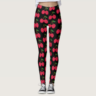Leggings Fruta linda del color de las cerezas rojas felices