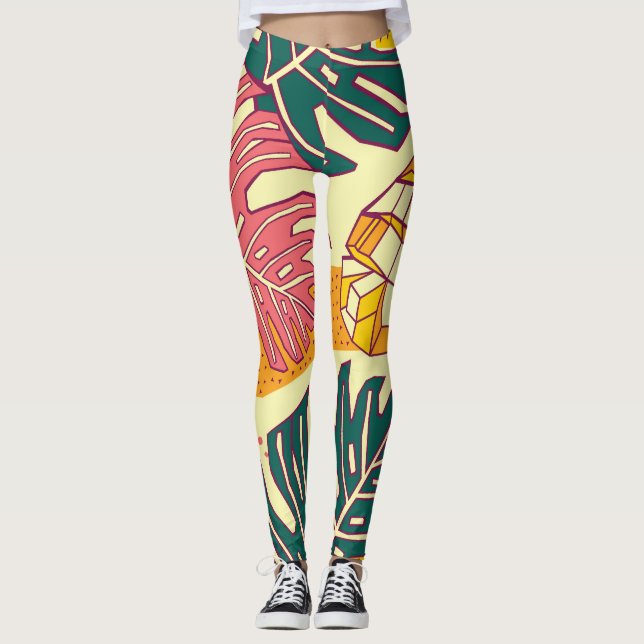 Leggings Fruta tropical: Diseño de patrones vibrantes (Anverso)