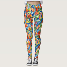 Leggings Frutas de albaricoque coloridas únicas acuarela de